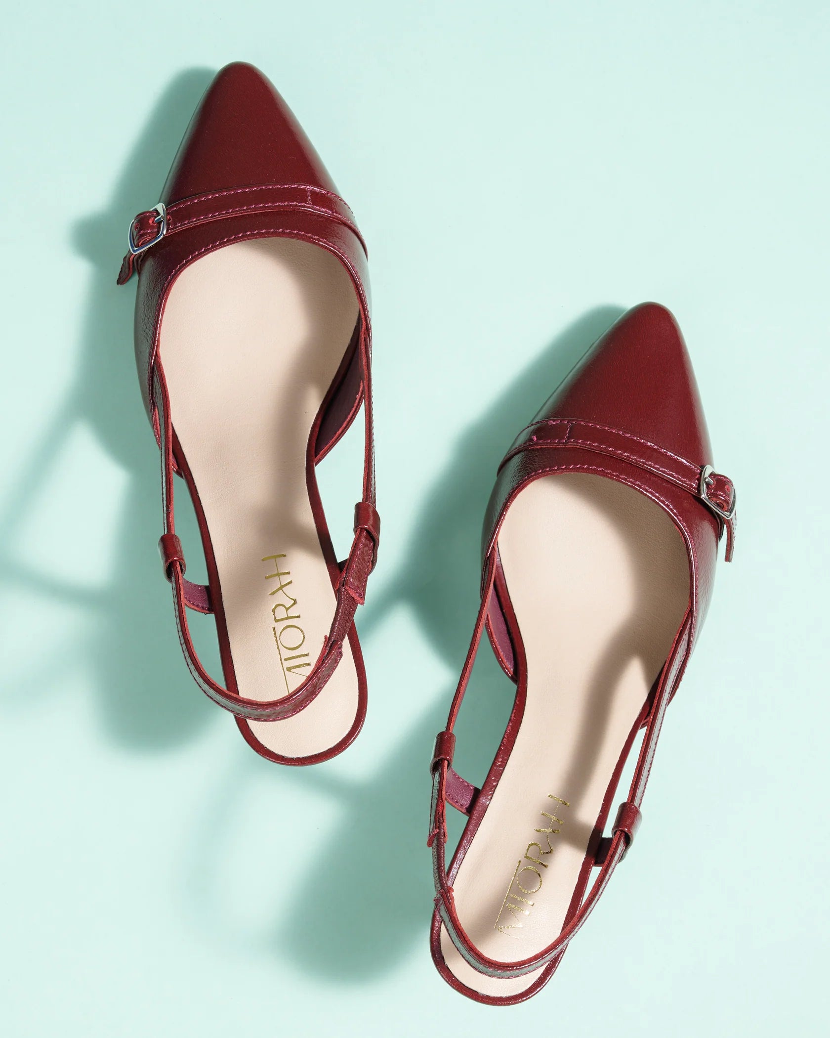 MINDY Premium Leather Patent Kitten Heel Pumps - The Heels India