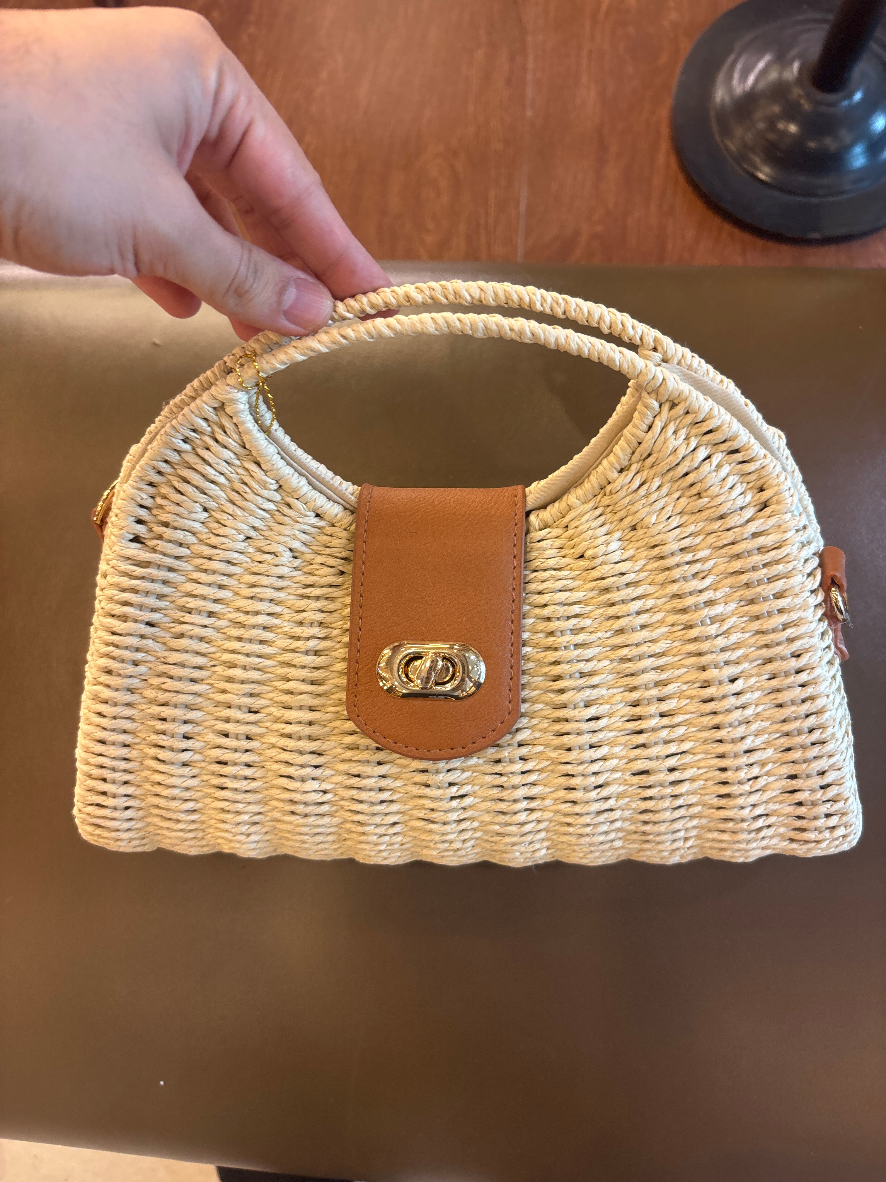 Top Handle Boho Straw Sling Bags