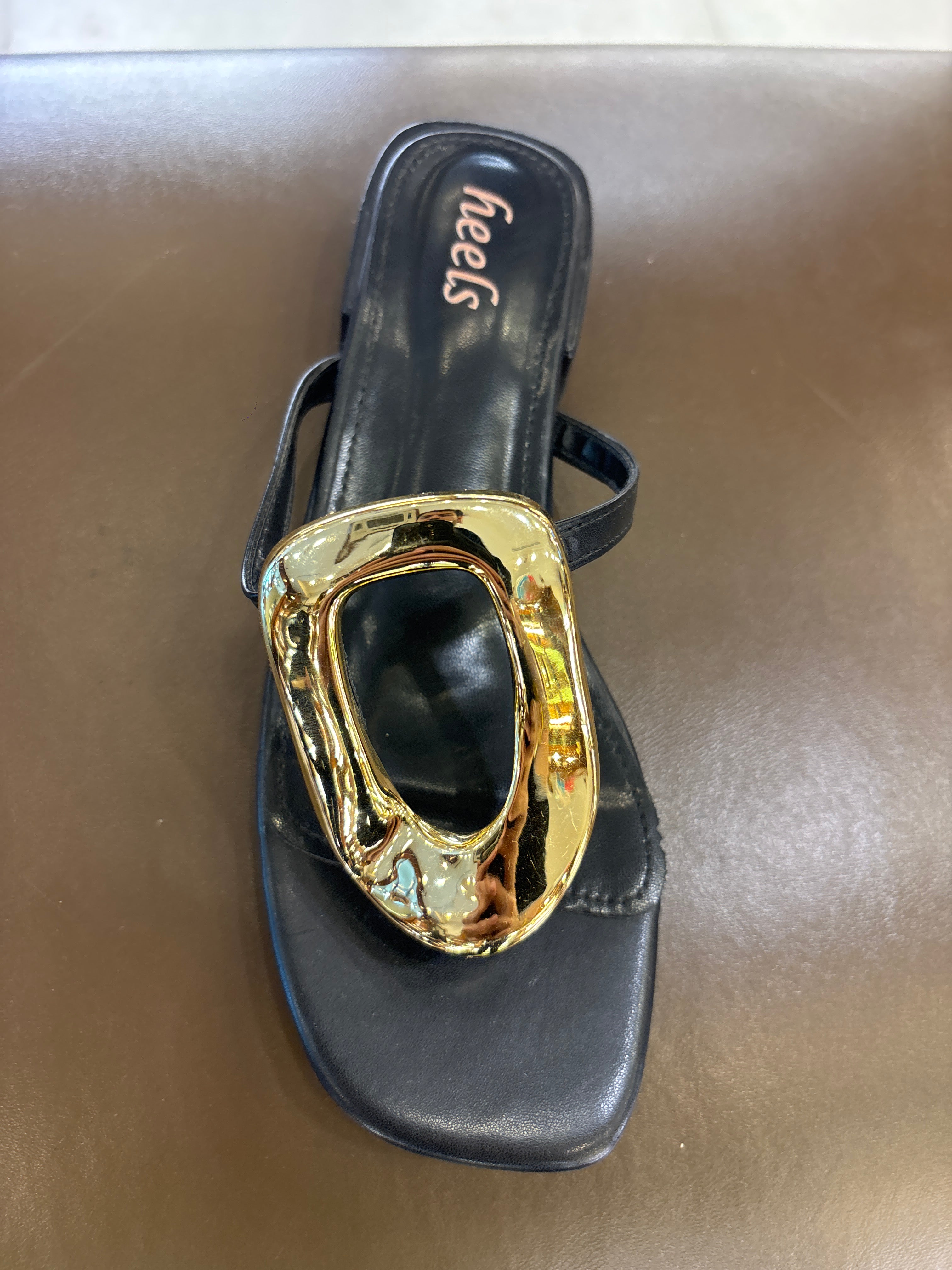Nova Buckled Summer Mid Heel Sliders Black - The Heels India