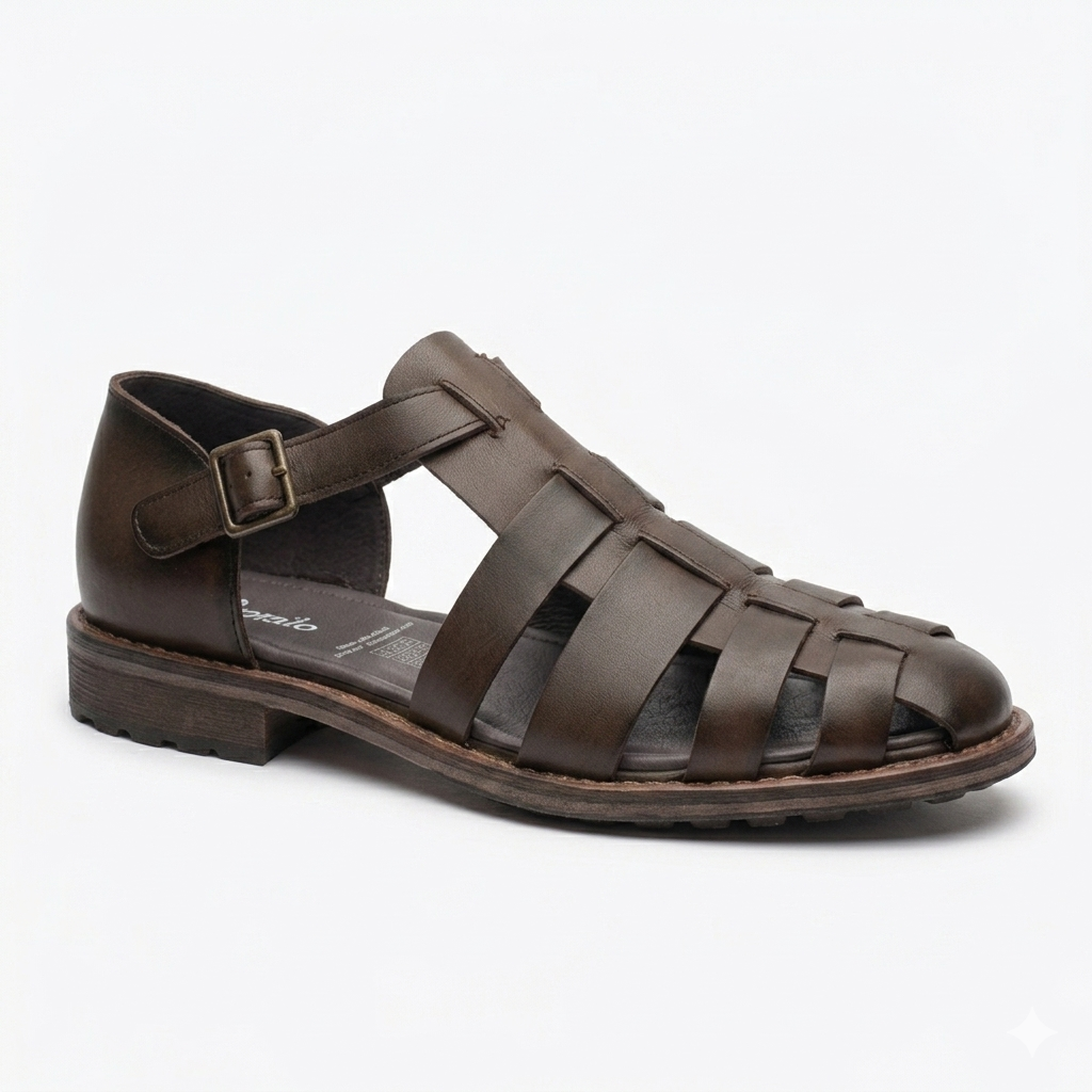 Romano Woven Leather Cage Sandals