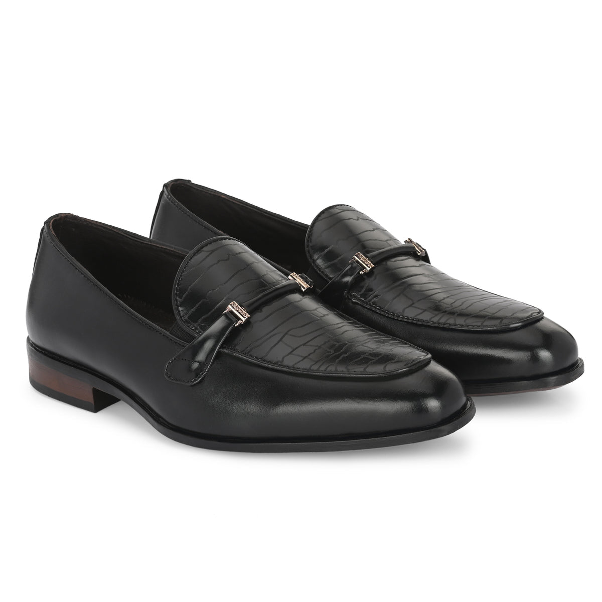 Martial Leather Buckled Formal Moccasins
