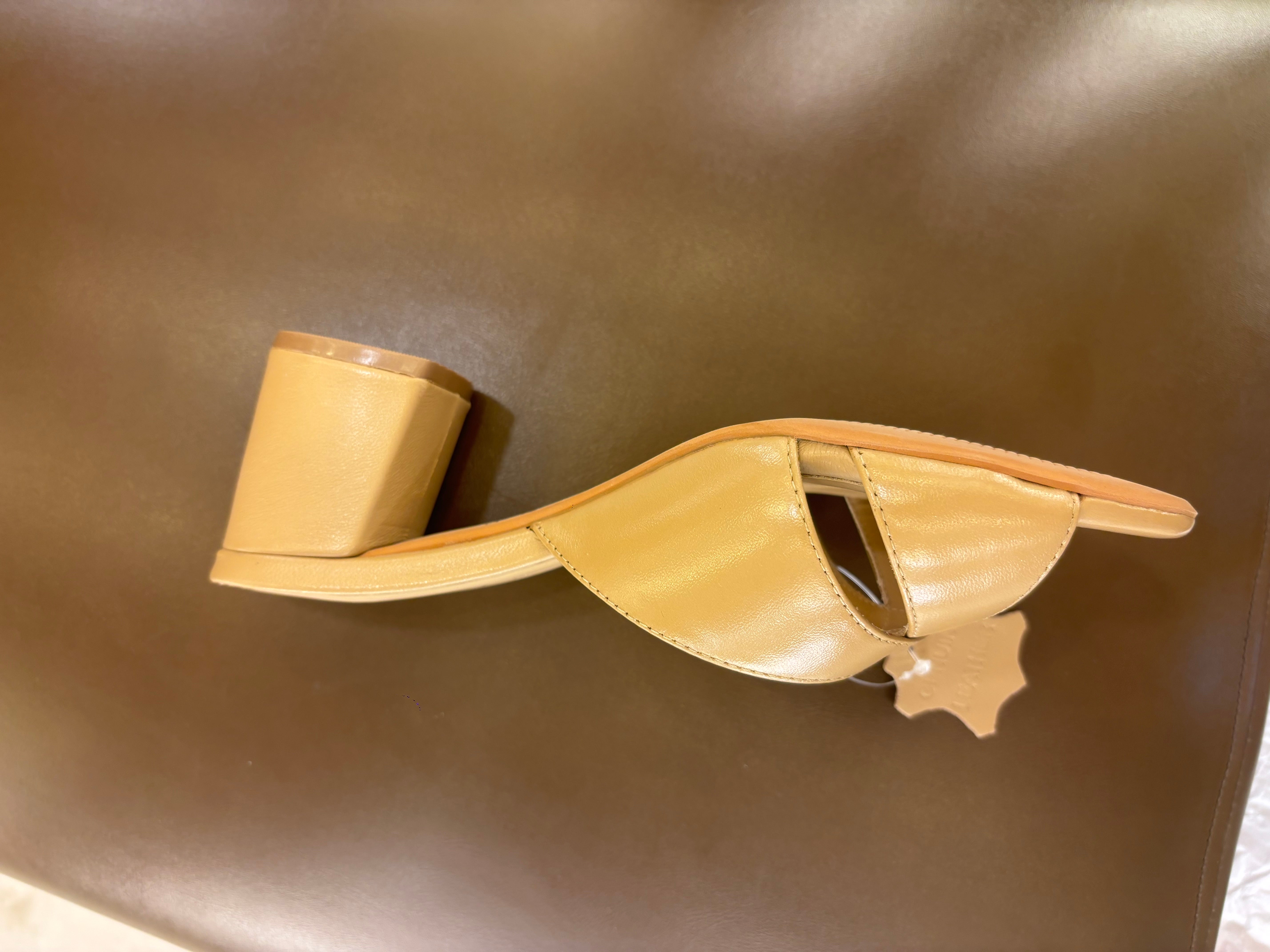 Josie Premium Leather Cross Peep Toe Block Heels