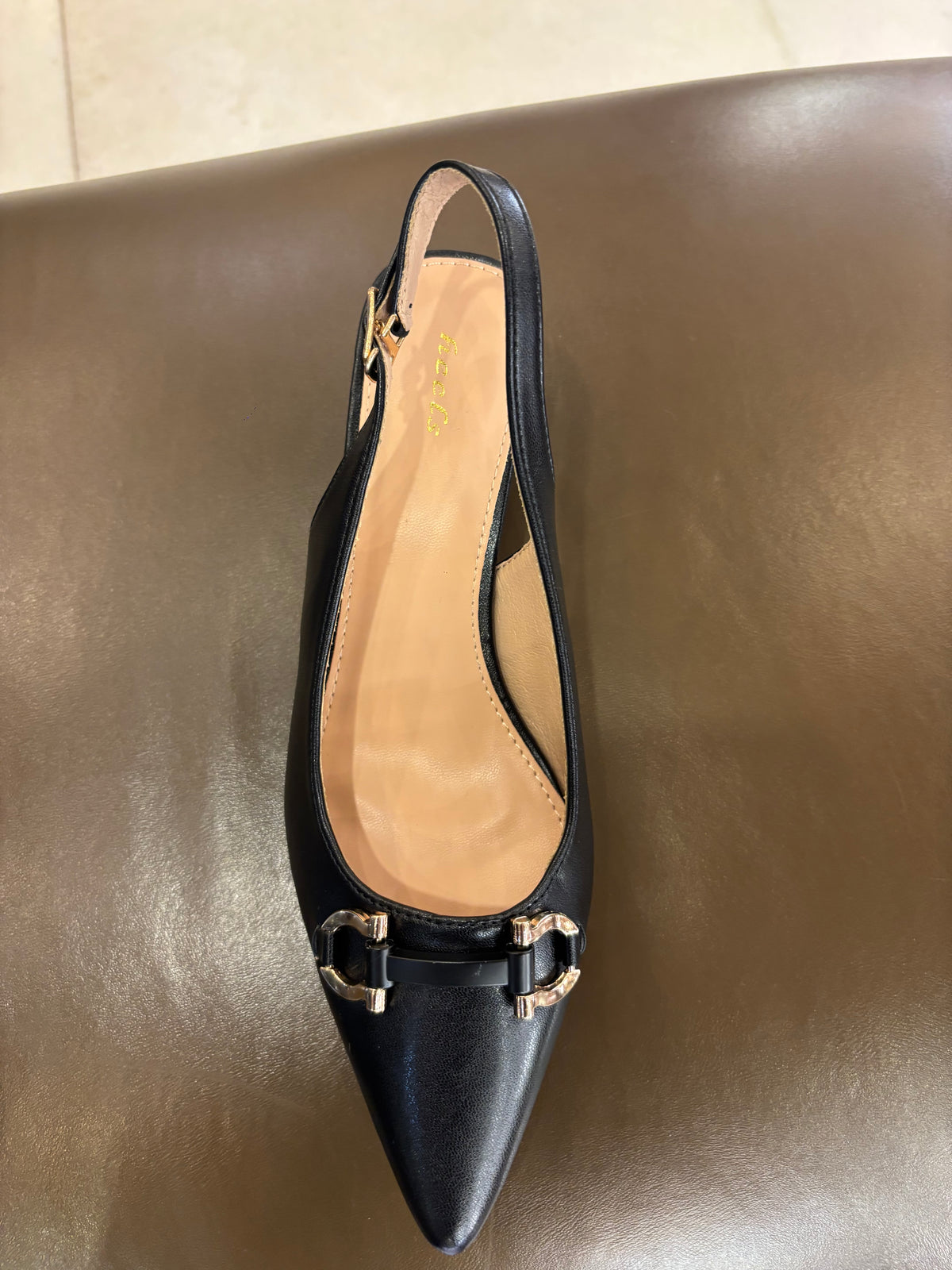 Brie Mini Premium Slingback Kitten Heels in Black - The Heels India