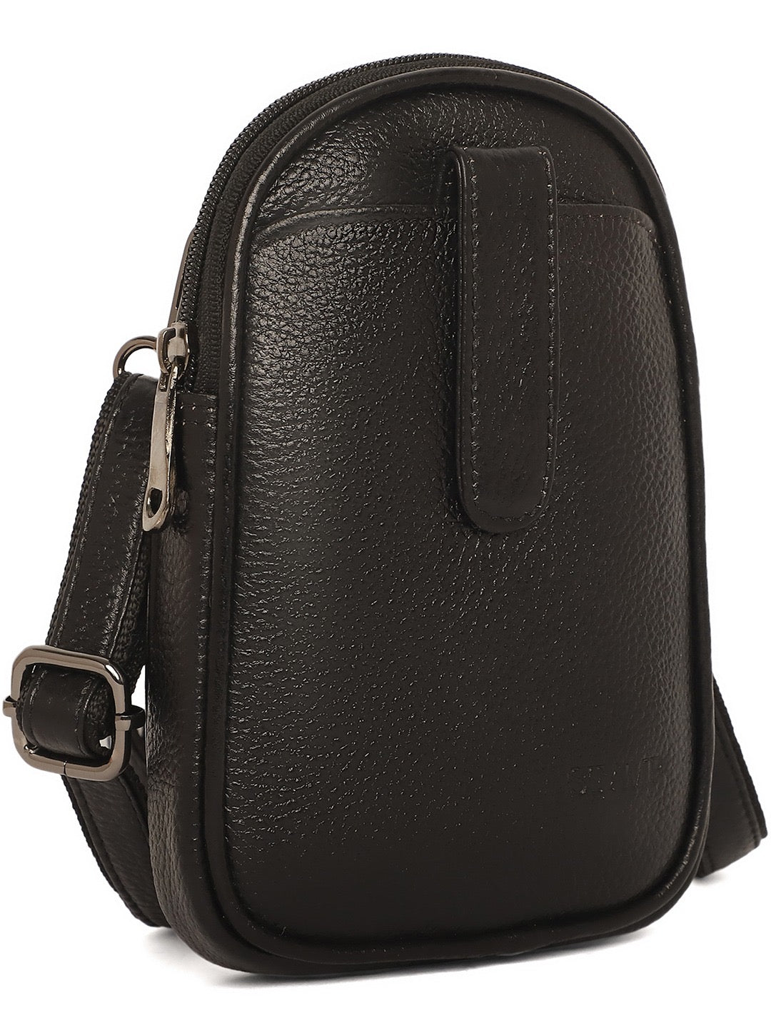 Dominic Black Leather Sling Bag - The Heels India