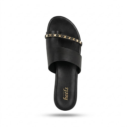Sorrento Studded Strap Thumb Flat Siders - The Heels India