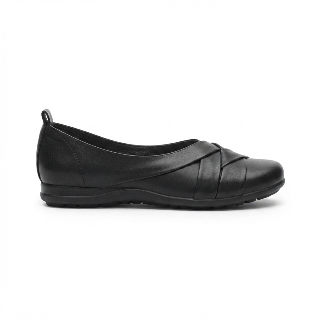 Audrey Premium Leather CrissCross Flat Cushioned Ballerinas
