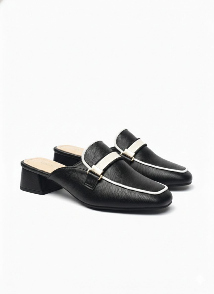 Antoine Premium Back Open Block Heel Mules - The Heels India