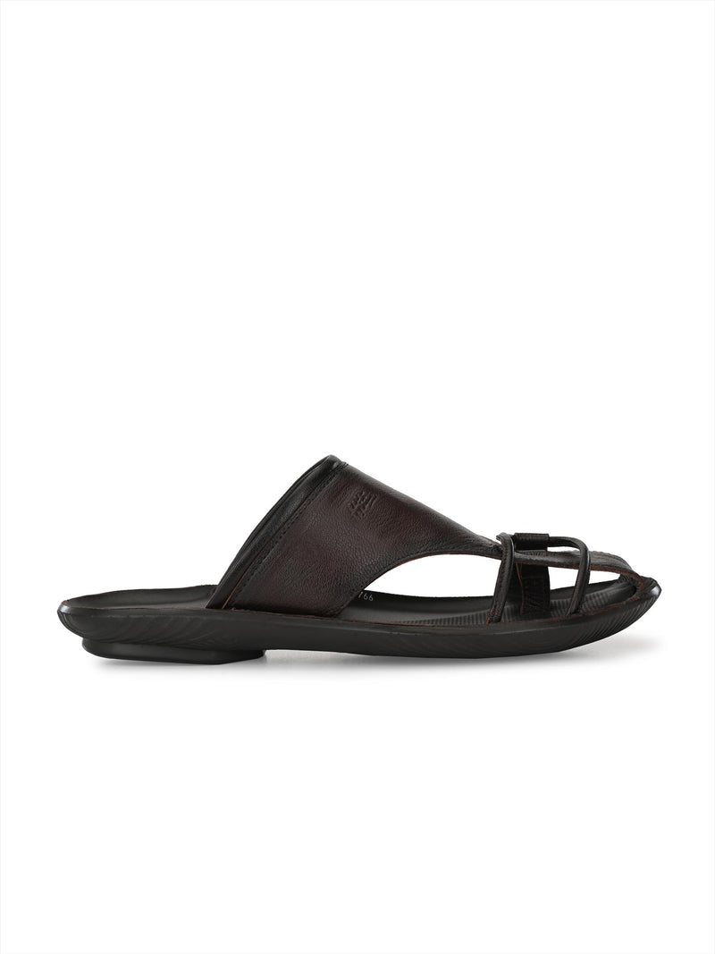Bravur Brown Leather Sliders HT