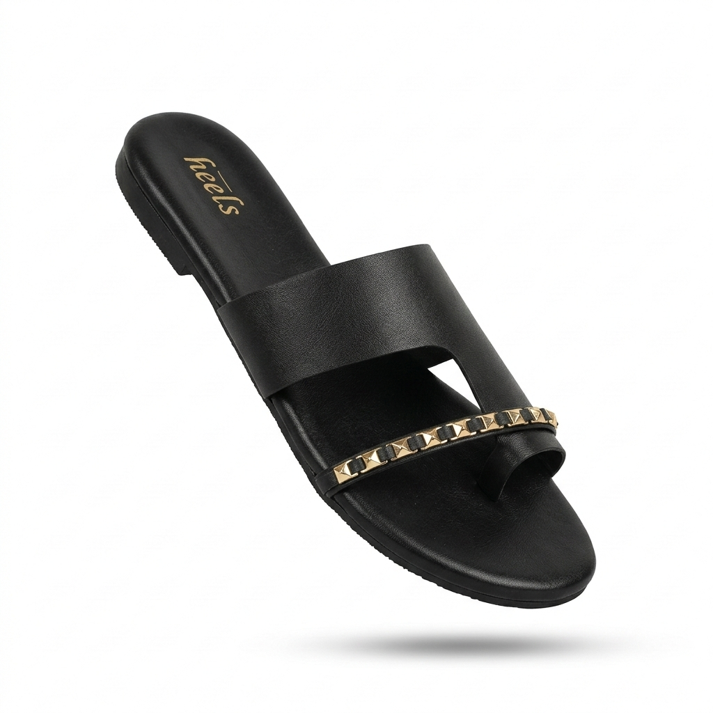Sorrento Studded Strap Thumb Flat Siders - The Heels India