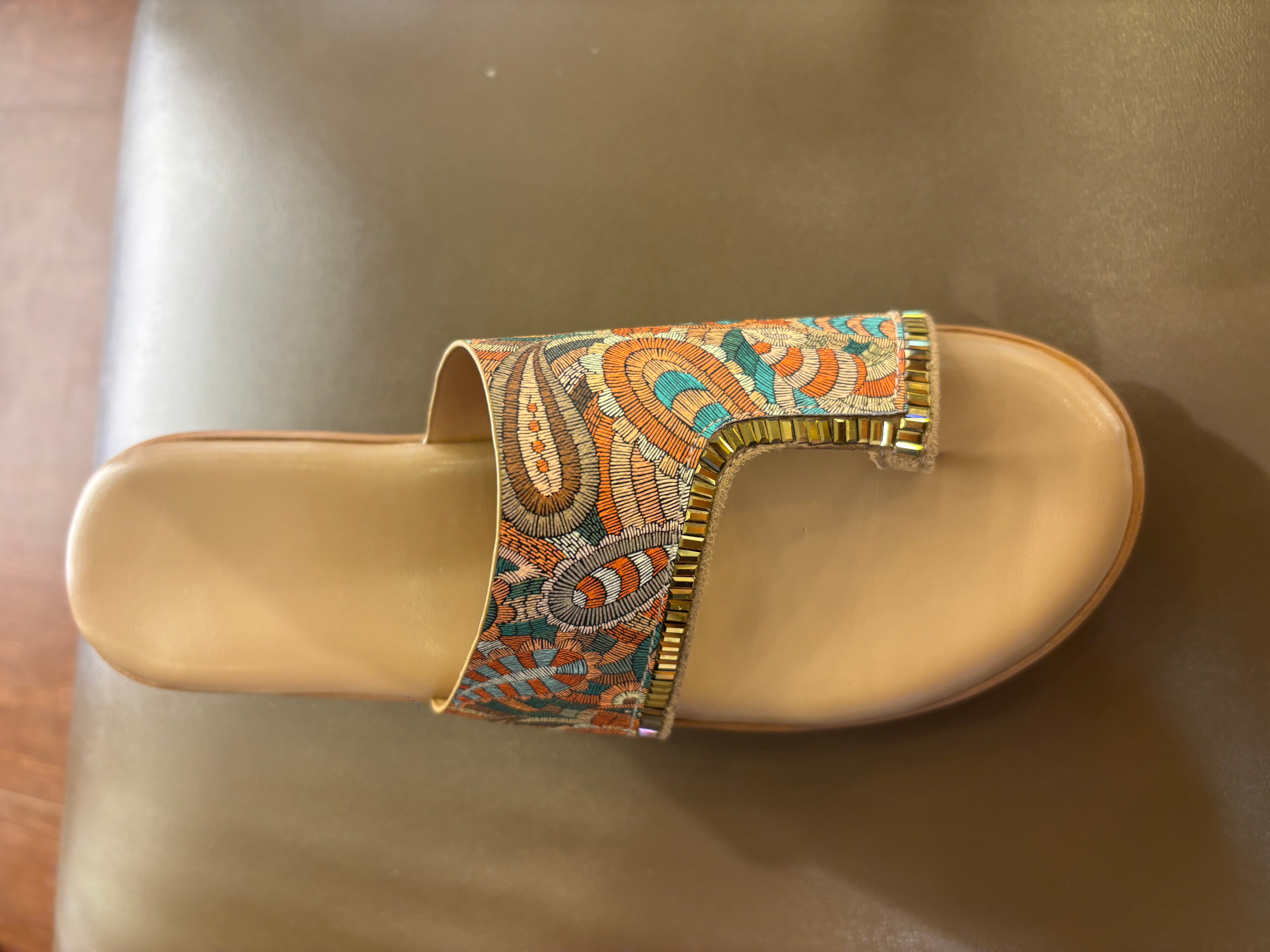 Becky Printed Thumb Wedges - The Heels India
