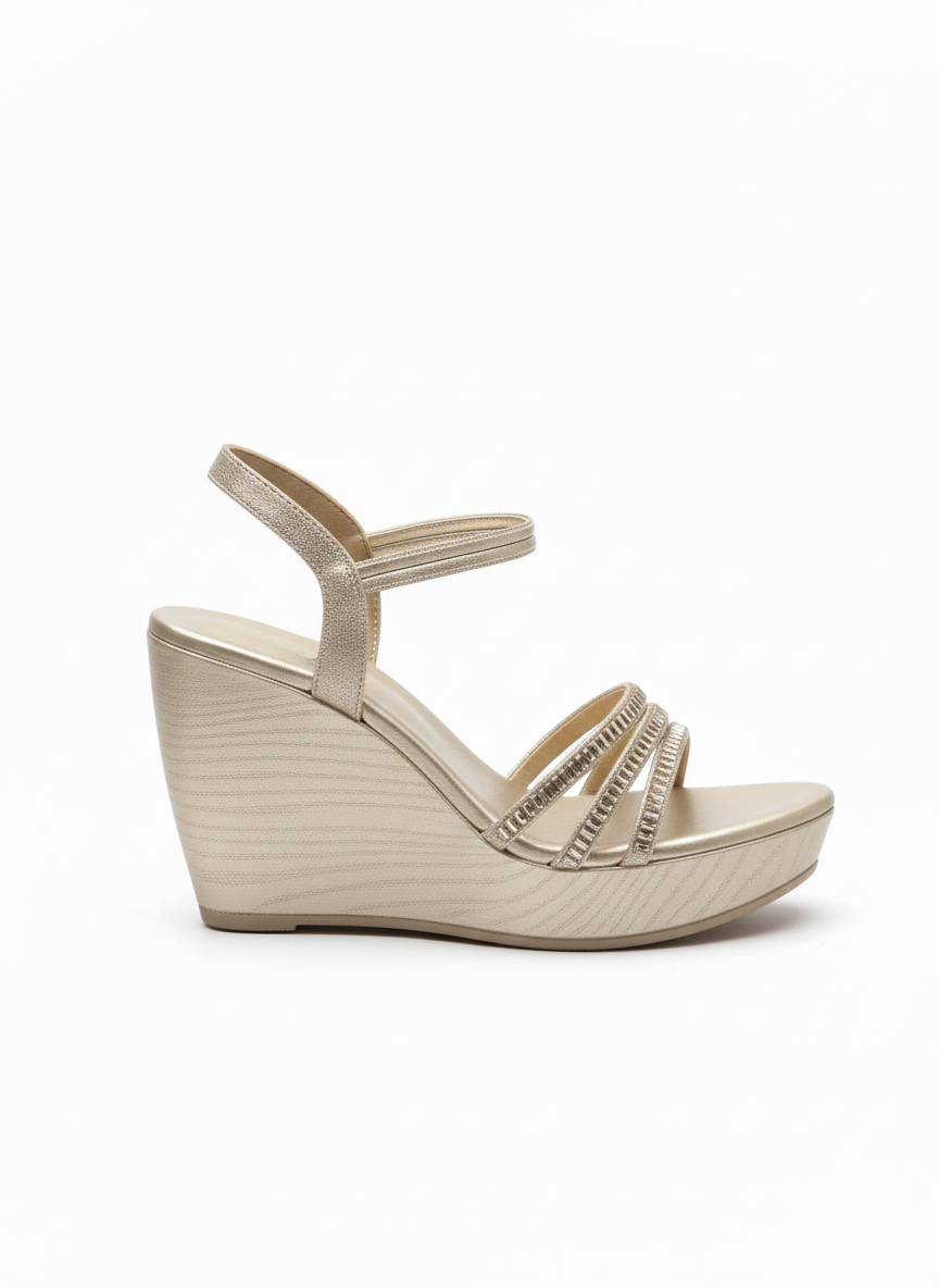 Noor Bling Back Elastic Wedge Platform Heels - The Heels India