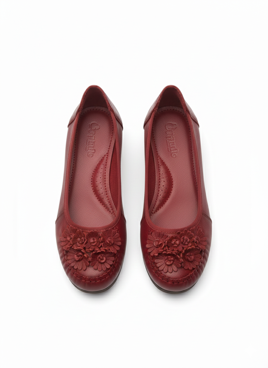 Flora Premium Leather Cushioned Ballerinas