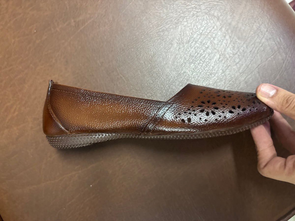 Ellis Leather Perforated Flat Ballerinas