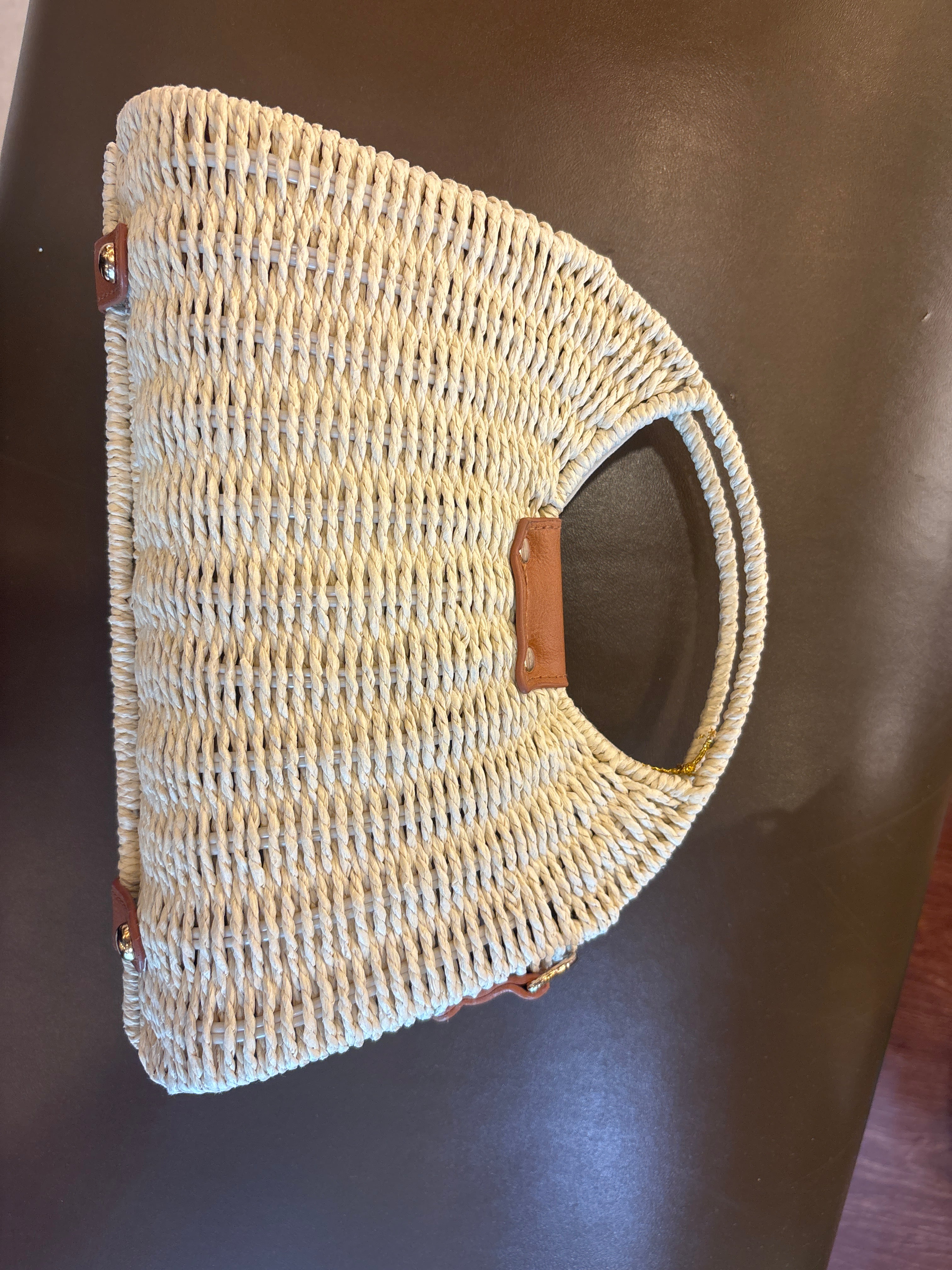 Top Handle Boho Straw Sling Bags