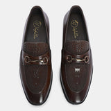 Nathan Brown Textured Formal Leather Loafers