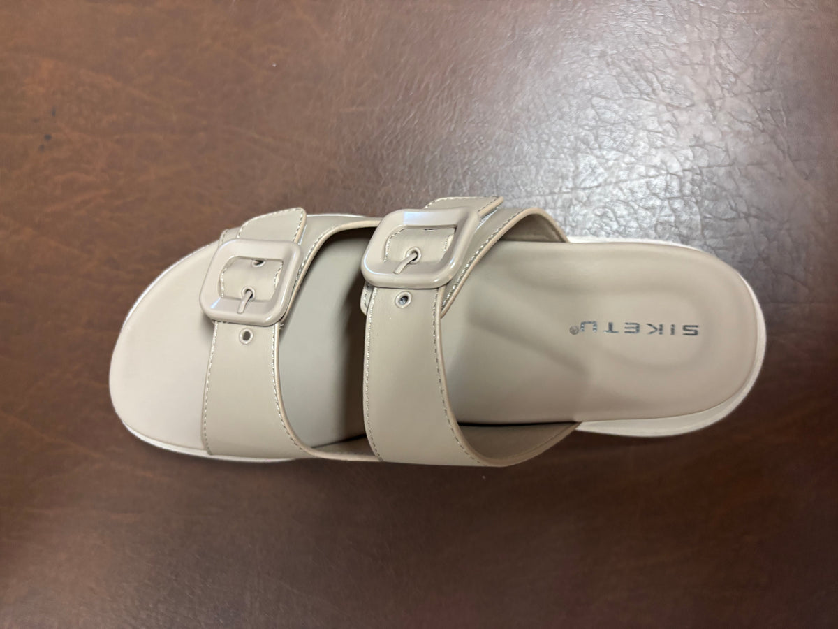 Suzy Lite Comfort Chunky Summer Slippers in Khaki - The Heels India
