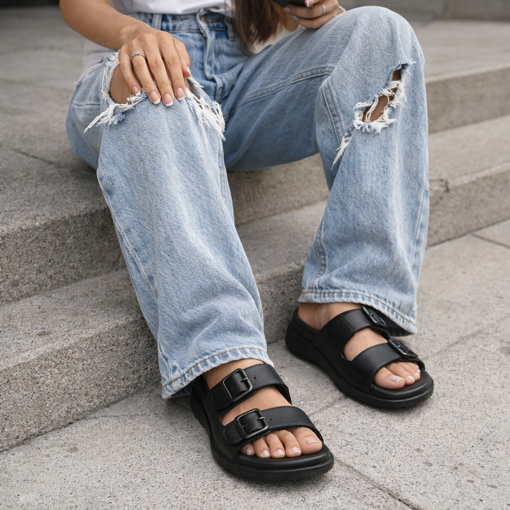 Moreau Comfort Double Strap Chunky Sliders