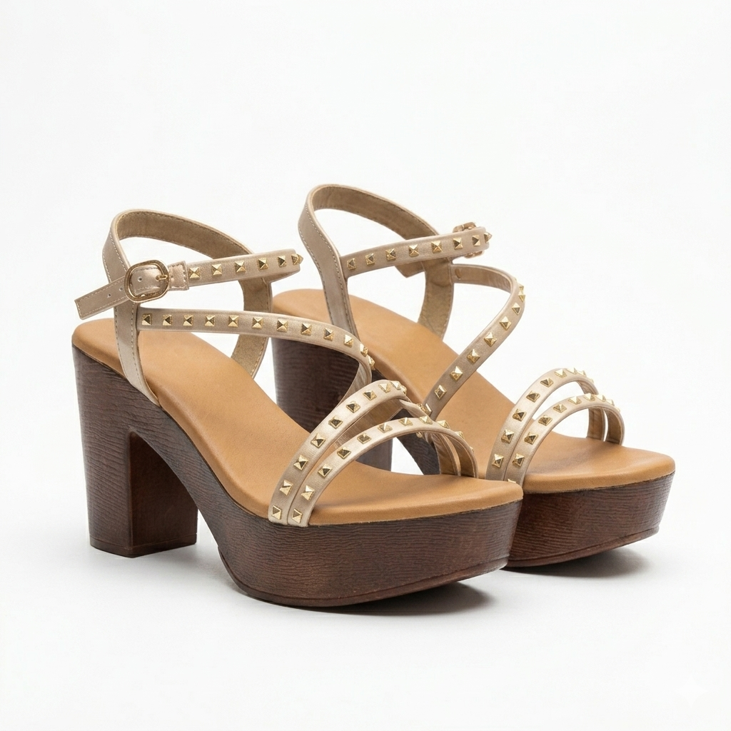 Brigette Studded Summer Platform Block Heel Sandals