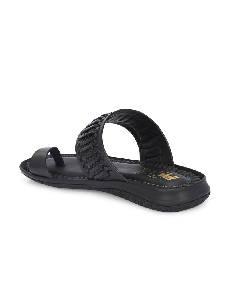 Solano Black Leather Slippers HT