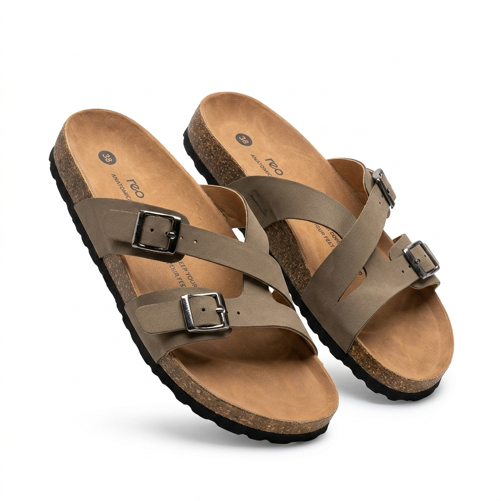 Cherie Buckle Strap Cork Summer Sliders