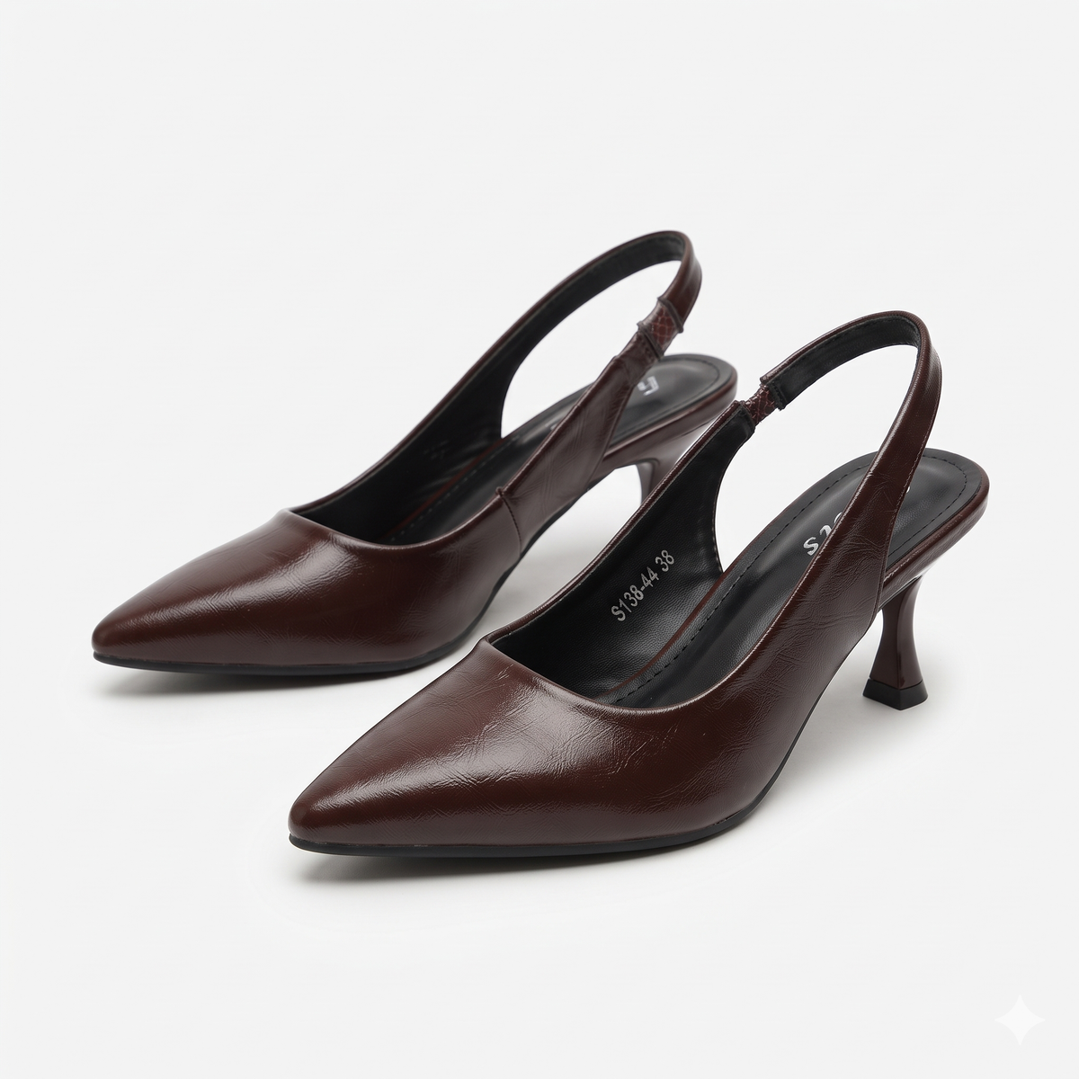 Noir Classic Slingback Pencil Heel Pumps in Coffee - The Heels India