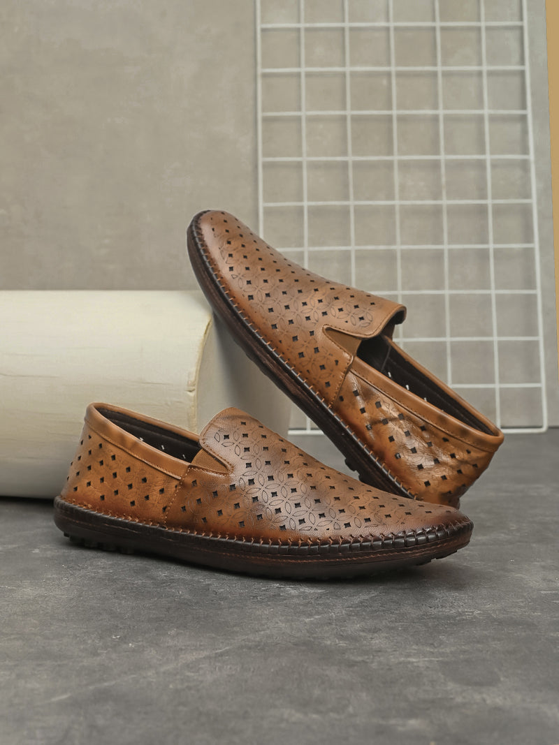 Romano Tan Leather Ethnic Slip ons