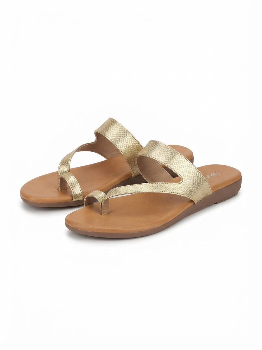 Bonita 3.0 Cushioned Comfort Thumb Slippers in Gold - The Heels India