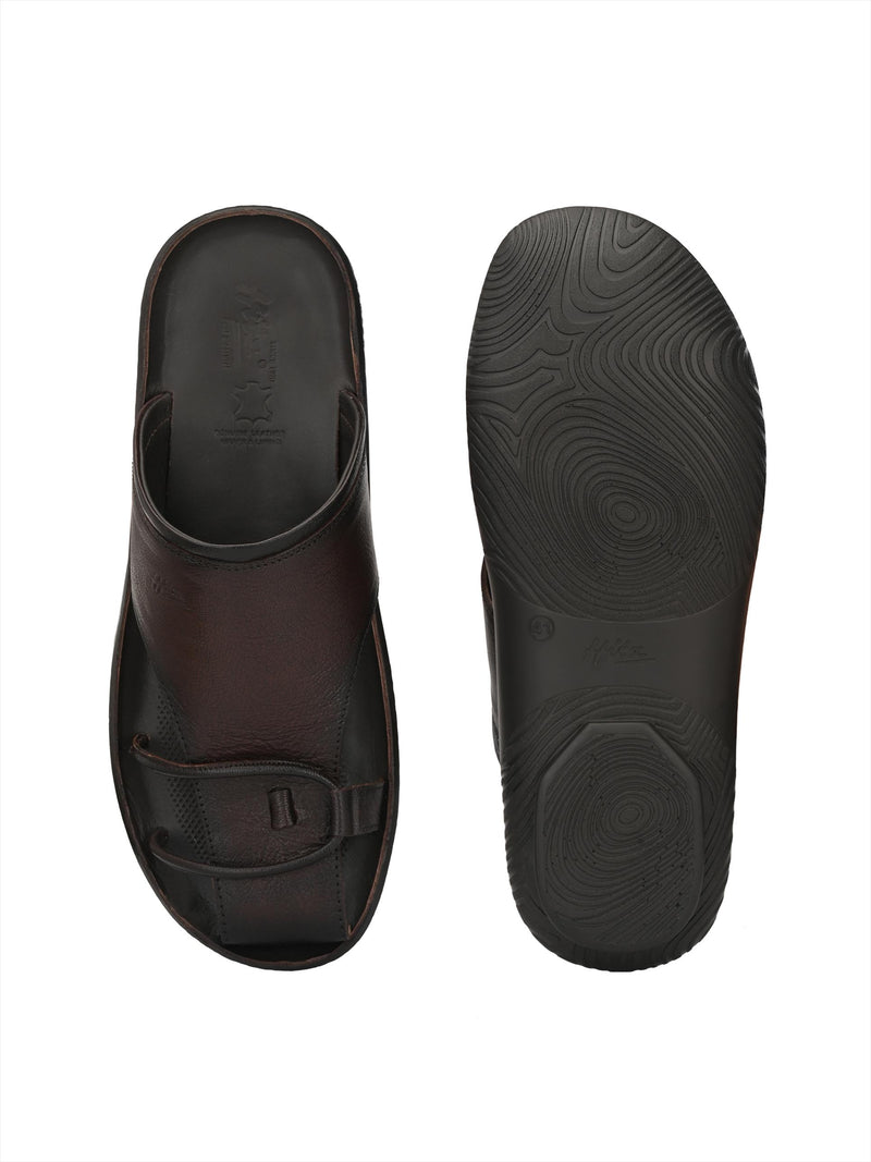 Bravur Brown Leather Sliders HT