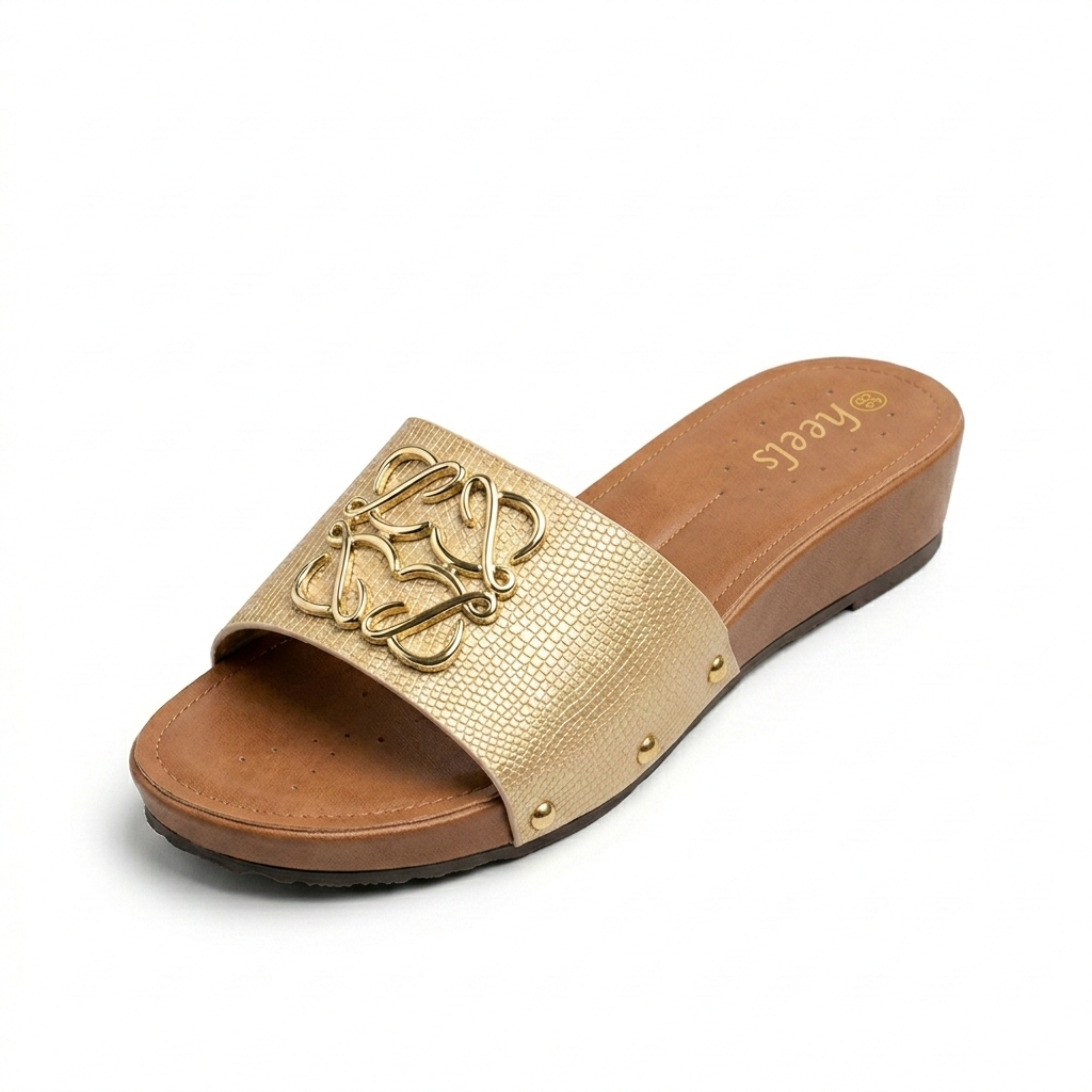 Bella Cushioned Peep Toe Wedge Heel Sliders