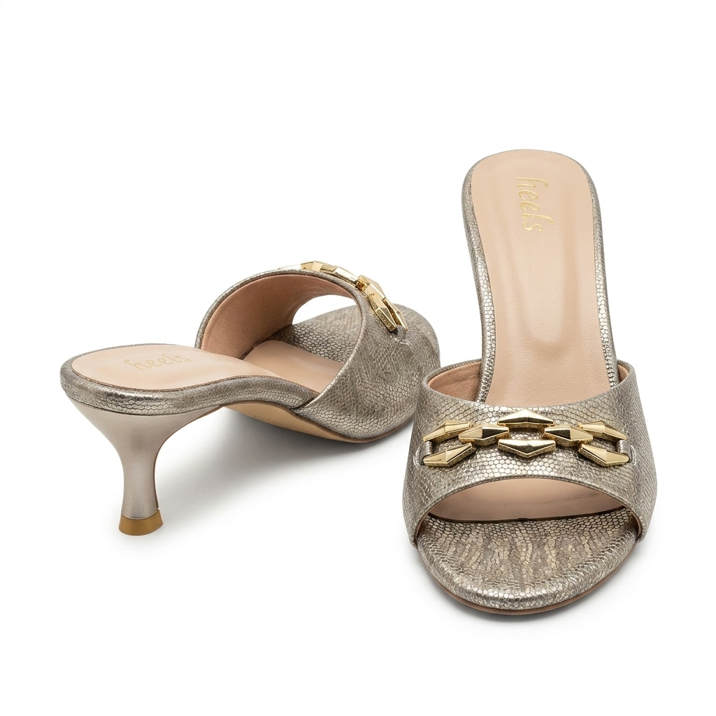 Kim Premium Peep Toe Slip On Kitten Heels