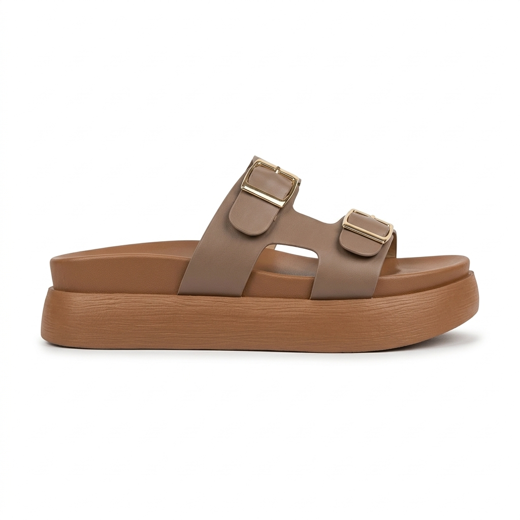 Ellie Double Strap Chunky Slippers - The Heels India