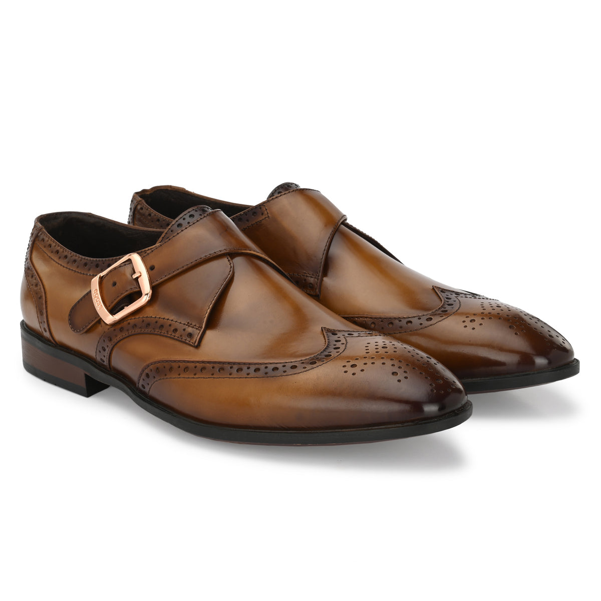 Franko Leather Semi Brogue Monks