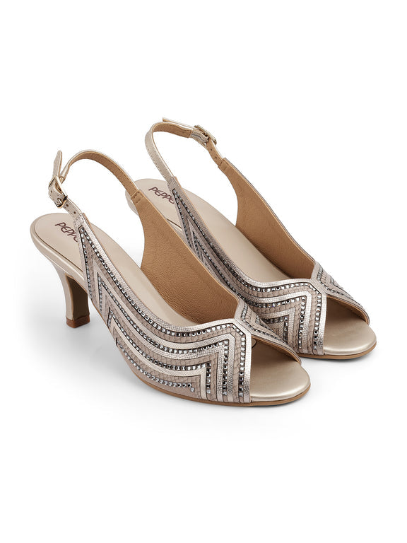 Isabelle Bling Slingback Kitten Heel Sandals