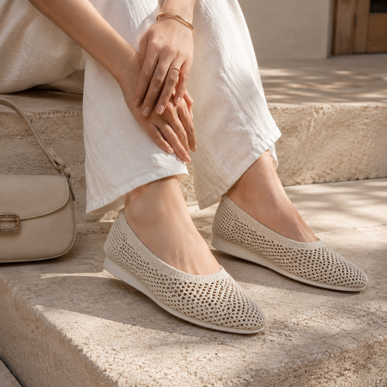 Grace Crochet Flat Flexi Comfort Ballerinas