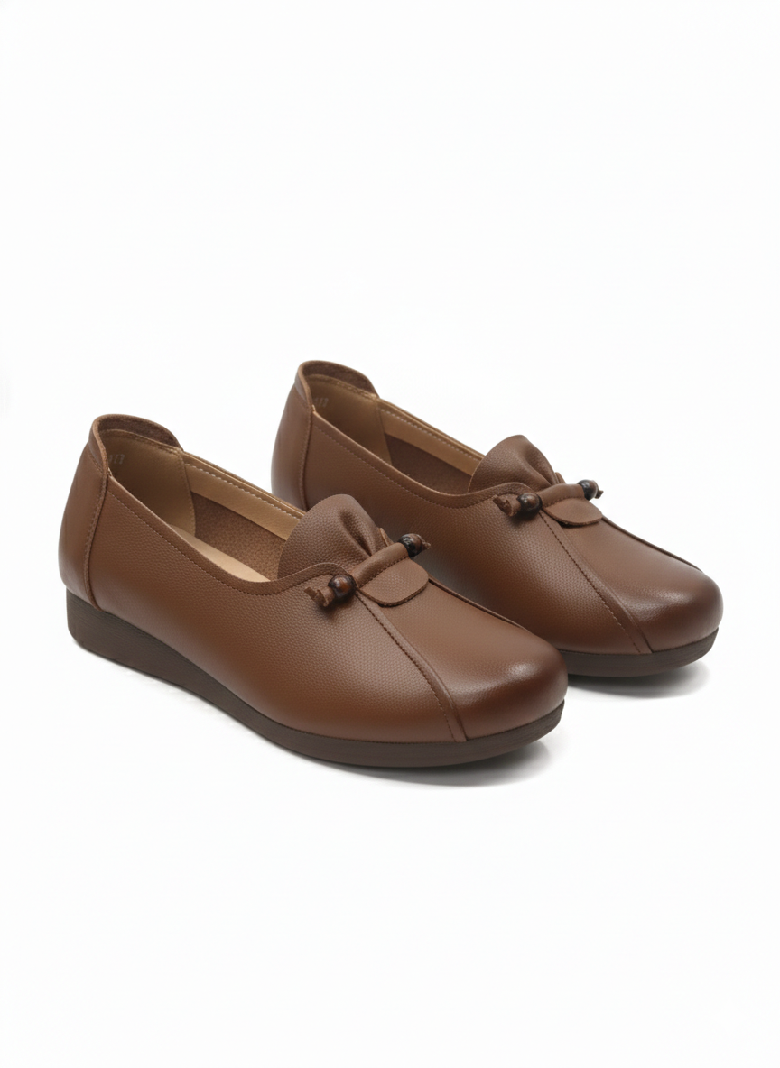 Trisha Premium Leather Cushioned Quilt Loafers
