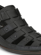 Mavro Black Leather Roman Sandals HT
