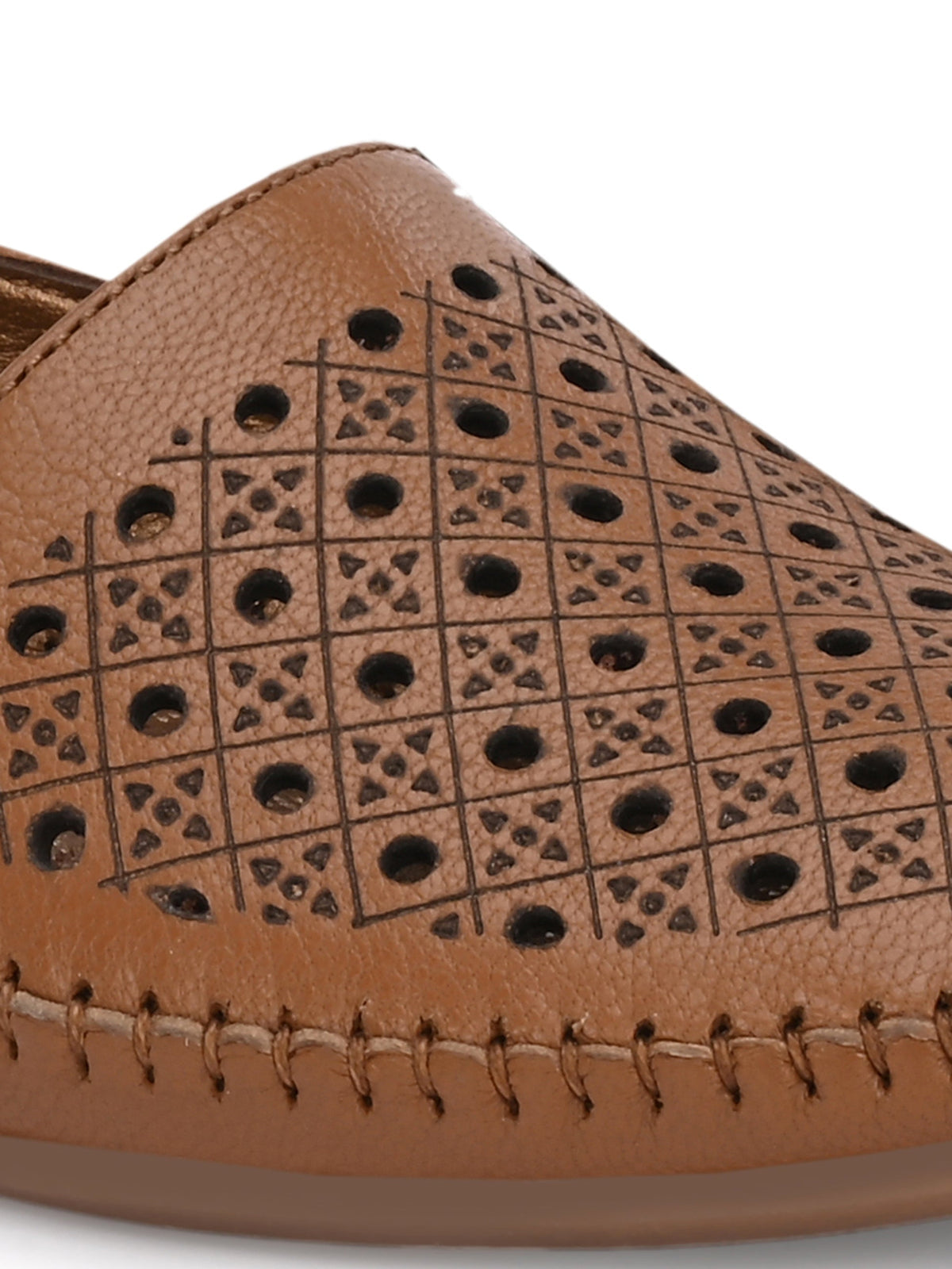 Alvira Perforated Cushioned Leather Ballerinas