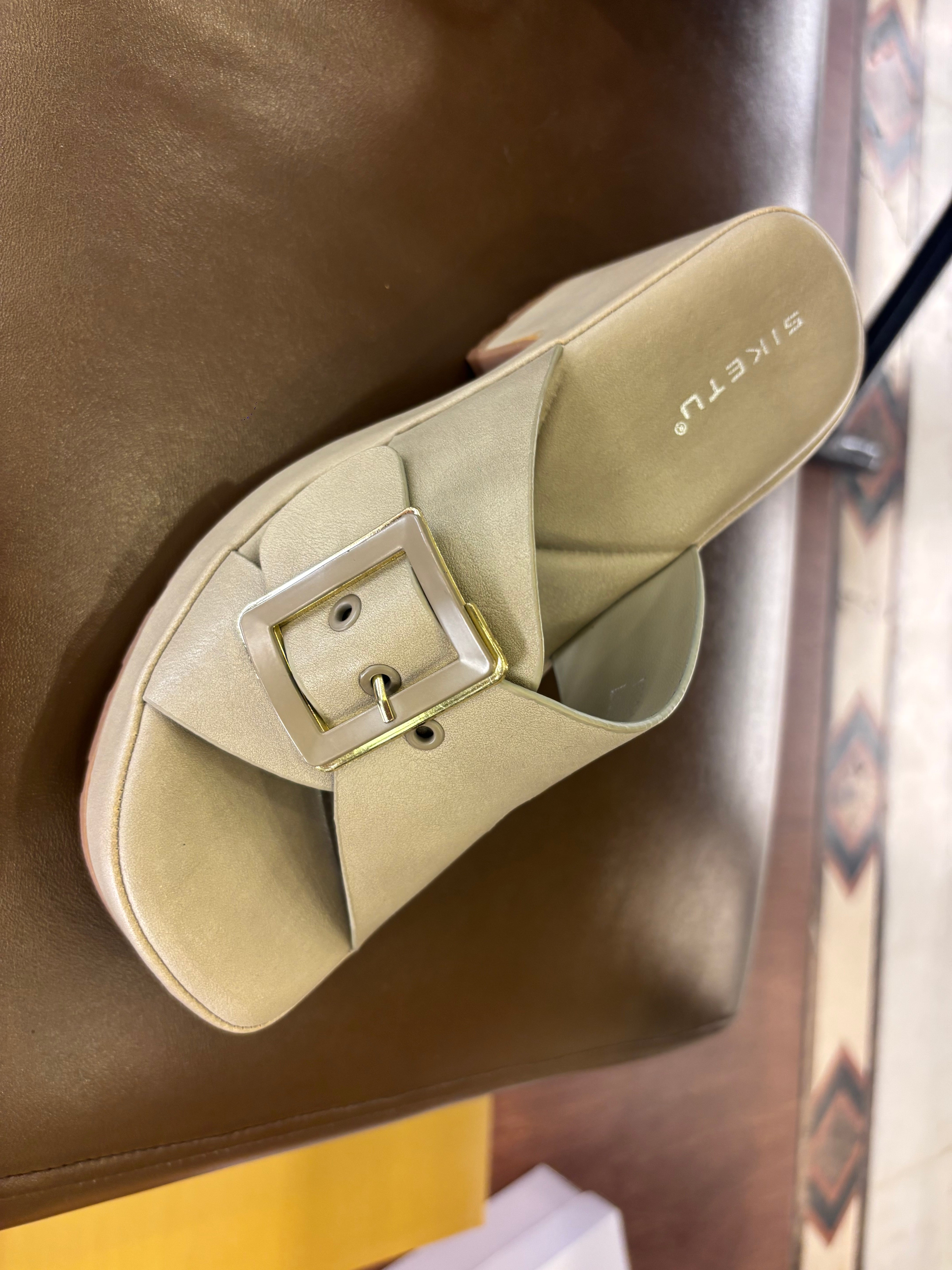 Nysa Chunky Platform Cross Peep Toe Heels
