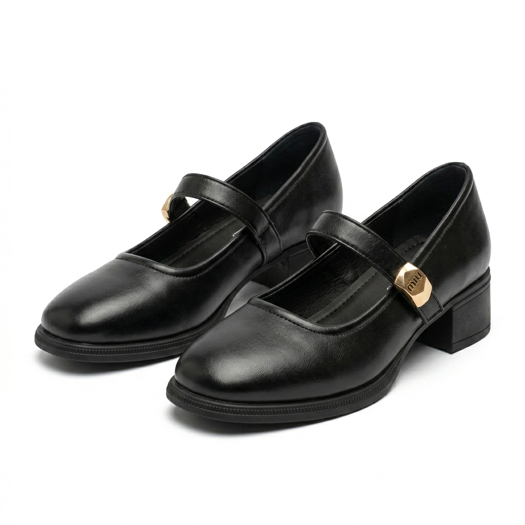 Menzy Premium Mary Jane Block Heel Loafers