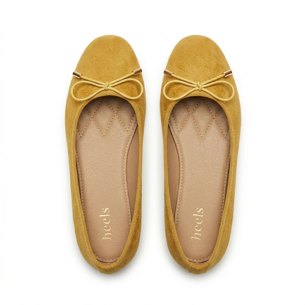 Charlette Cushioned Flat Knot Bow Suede Ballerinas