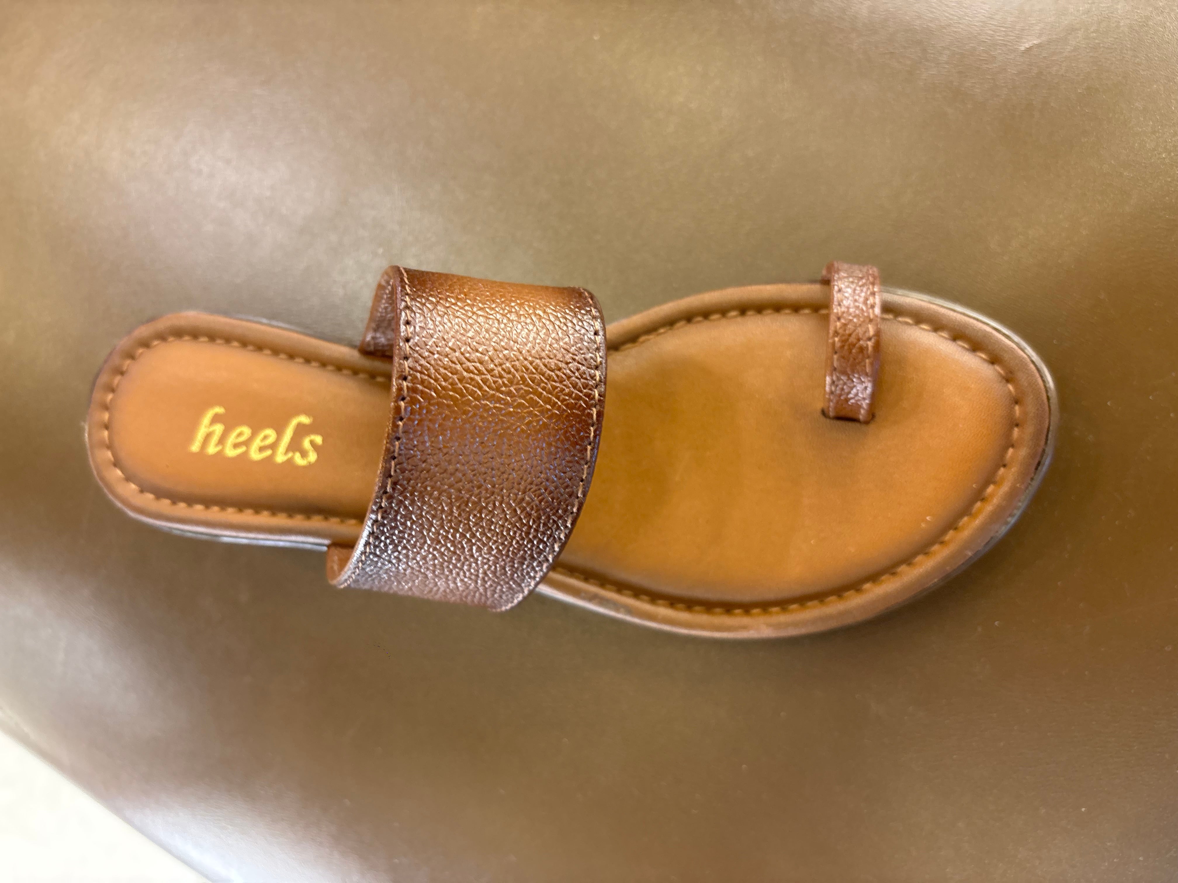 Welma Thumb Strap Leather Summer Slippers Tan - The Heels India