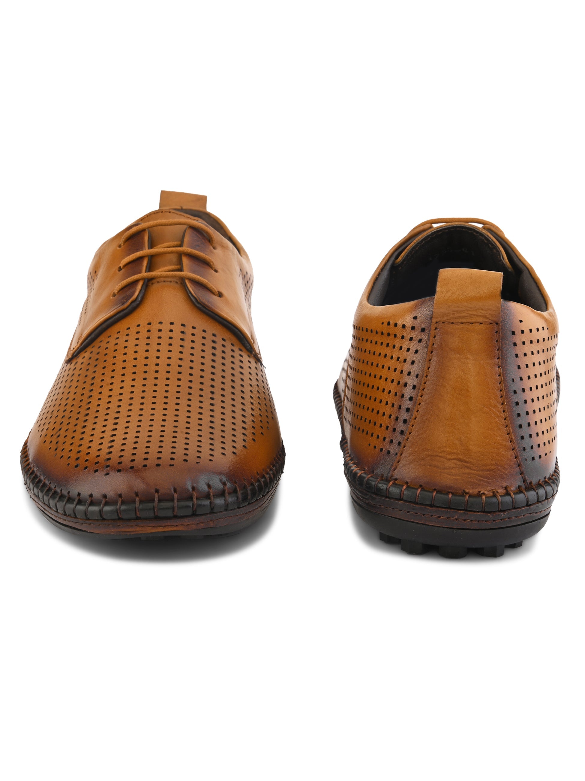 Anax Casual Perforated Leather Derby Shoes