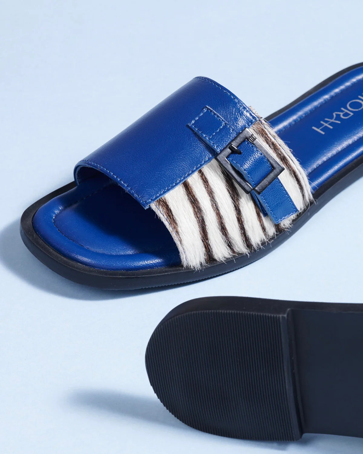 MIA Premium Leather Cushioned Flat Summer Buckled Sliders - The Heels India