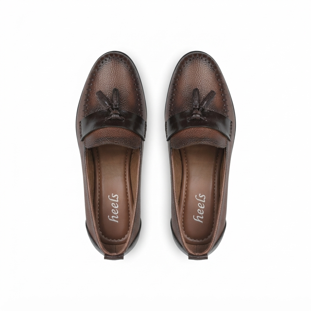 Fiona Leather Tassel Block Heel Loafers