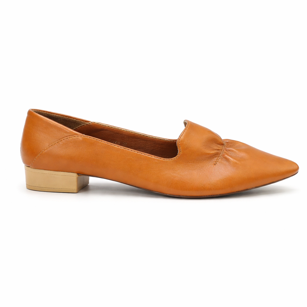 Lisbon Premium Leather Pointed Mid Heel Ballerinas