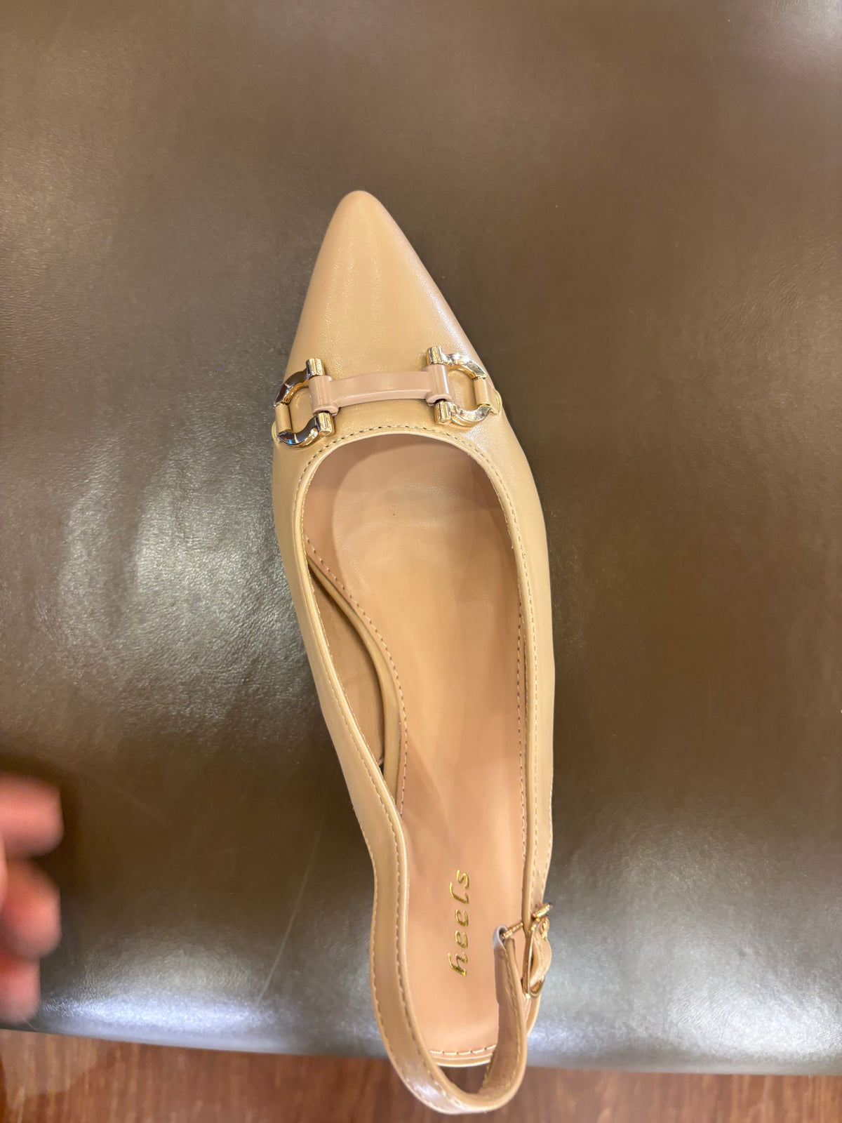Brie Mini Premium Slingback Kitten Heels in Beige - The Heels India