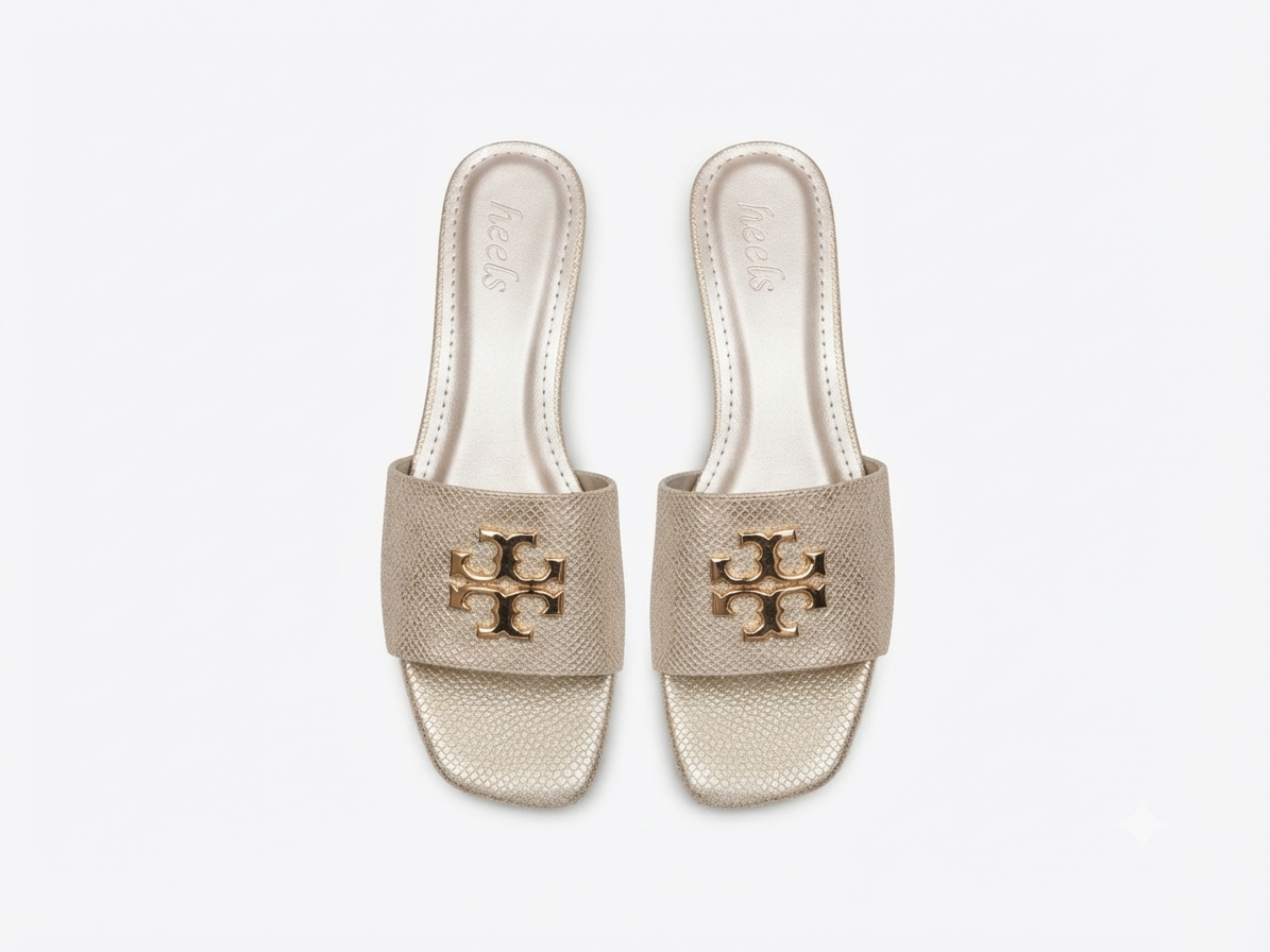 Klara Slip On Block Heel Mules in Gold - The Heels India
