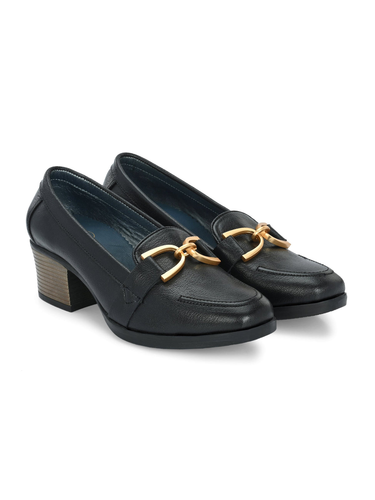 Kelly Leather Buckle Block Heels