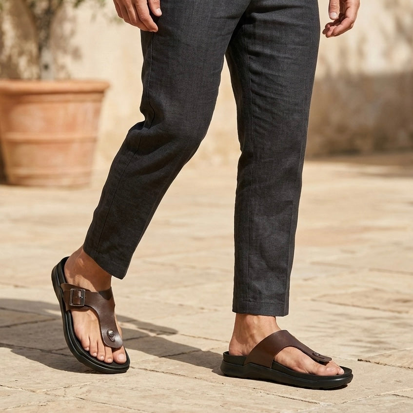 Piquè Leather Cushion Slippers - The Heels India
