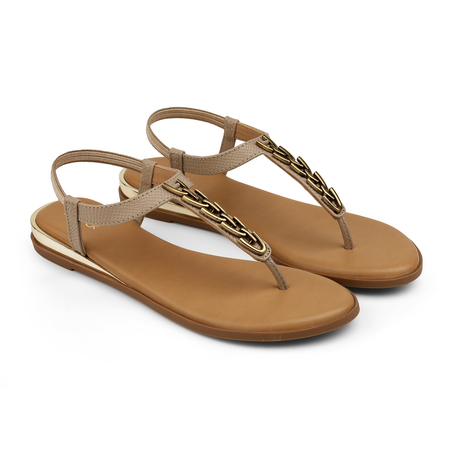 Diana Metallic Back Elastic Flat Sandals - The Heels India